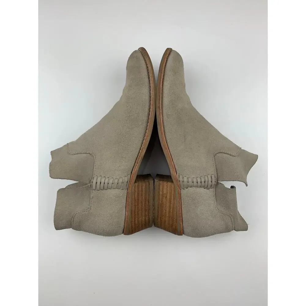 Dolce Vita Beige Suede Booties Slip On Ankle Boots Women's 8 Boho Western